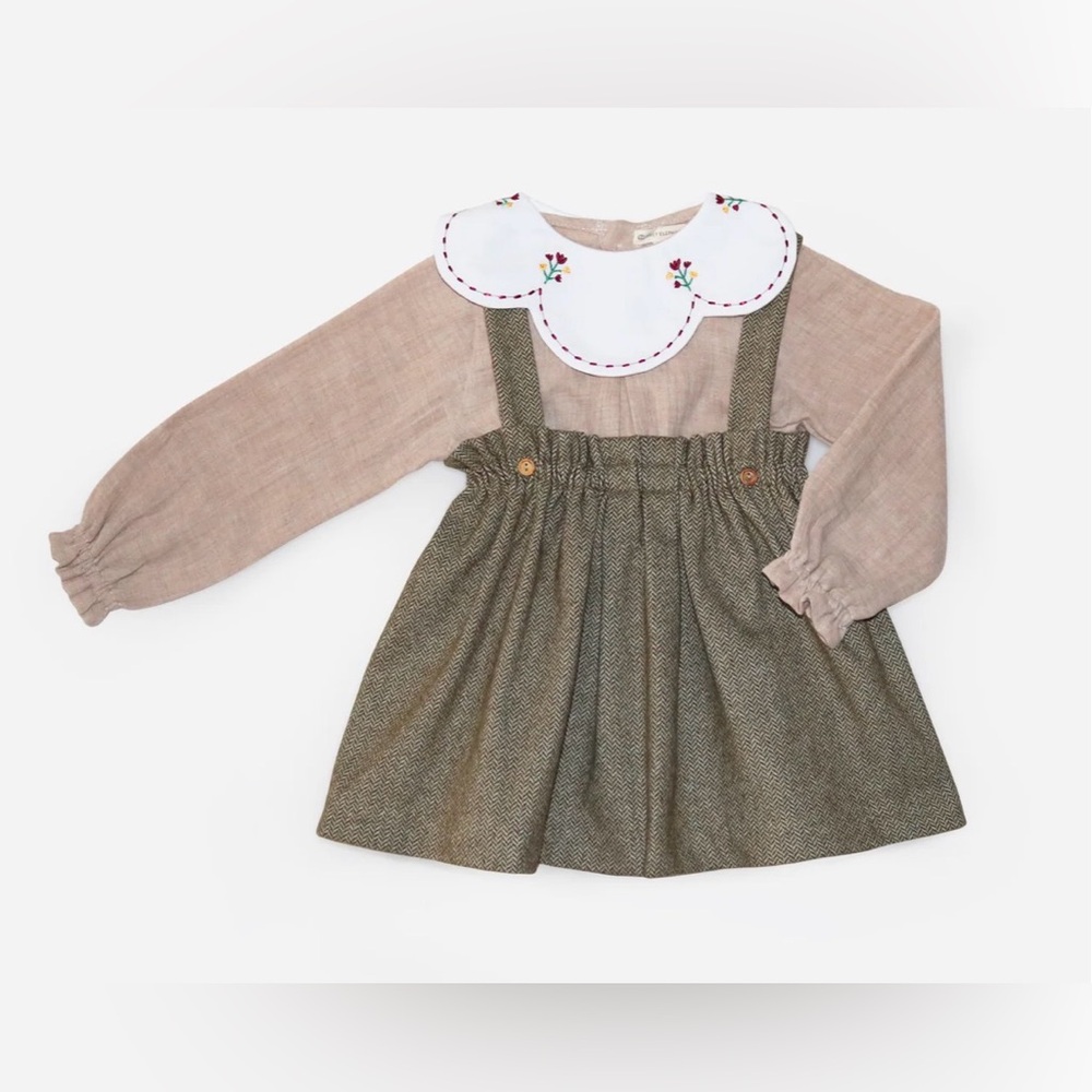 GREY ELEPHANT Girls Olivia Blouse ONLY w/ Oversized Embroidered Collar- 3Y